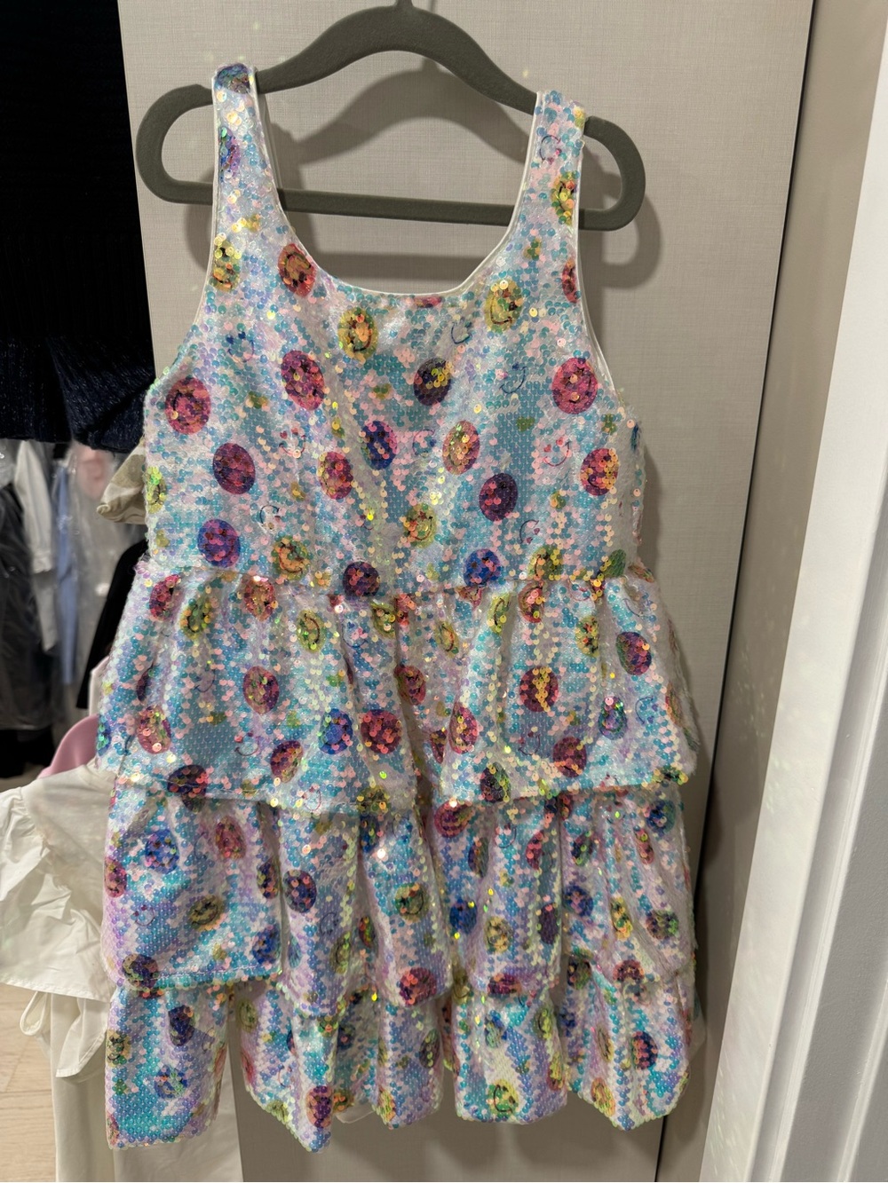 Lola and the Boys Girls' Sequin Tiered Party Dress - Pastel Multicolor